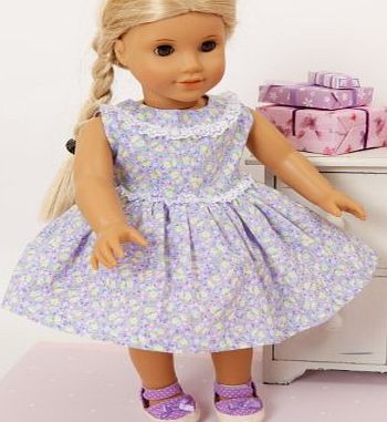 FRILLY LILY Lilac Flower Party Dress for Small doll 14- 18 ins [ 50-55 cm]Dress only